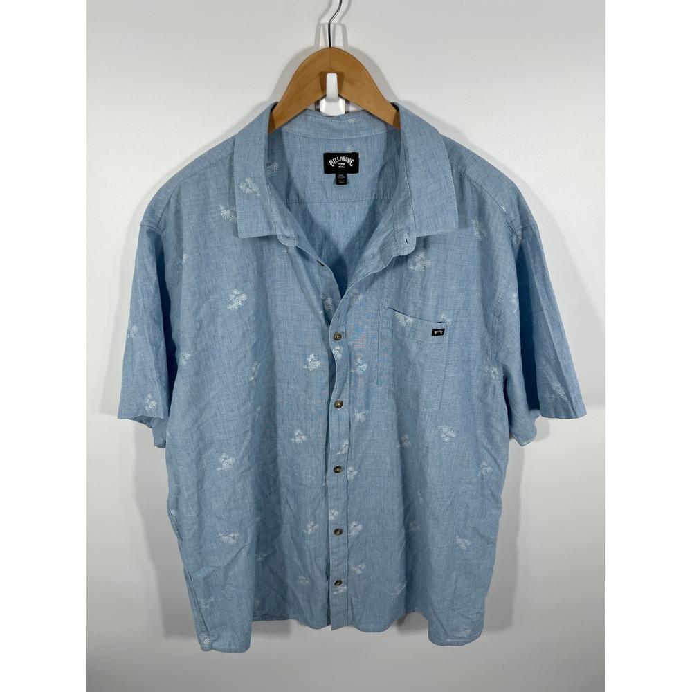 Billabong Sundays‎ Button Up Shirt Mens XXL Blue Palm Tree Resort Beach Coastal